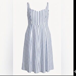 Old Navy NWT 2X Sleeveless Linen Blend Blue and Whites Striped Fit Flare Dress